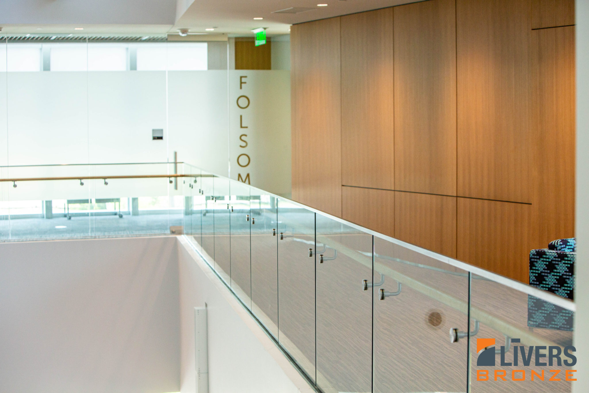 Livers Bronze Struct-U-Rail Commercial Glass Railing was installed at the University of Texas Center for Brain Health in Dallas and was Made in the USA
