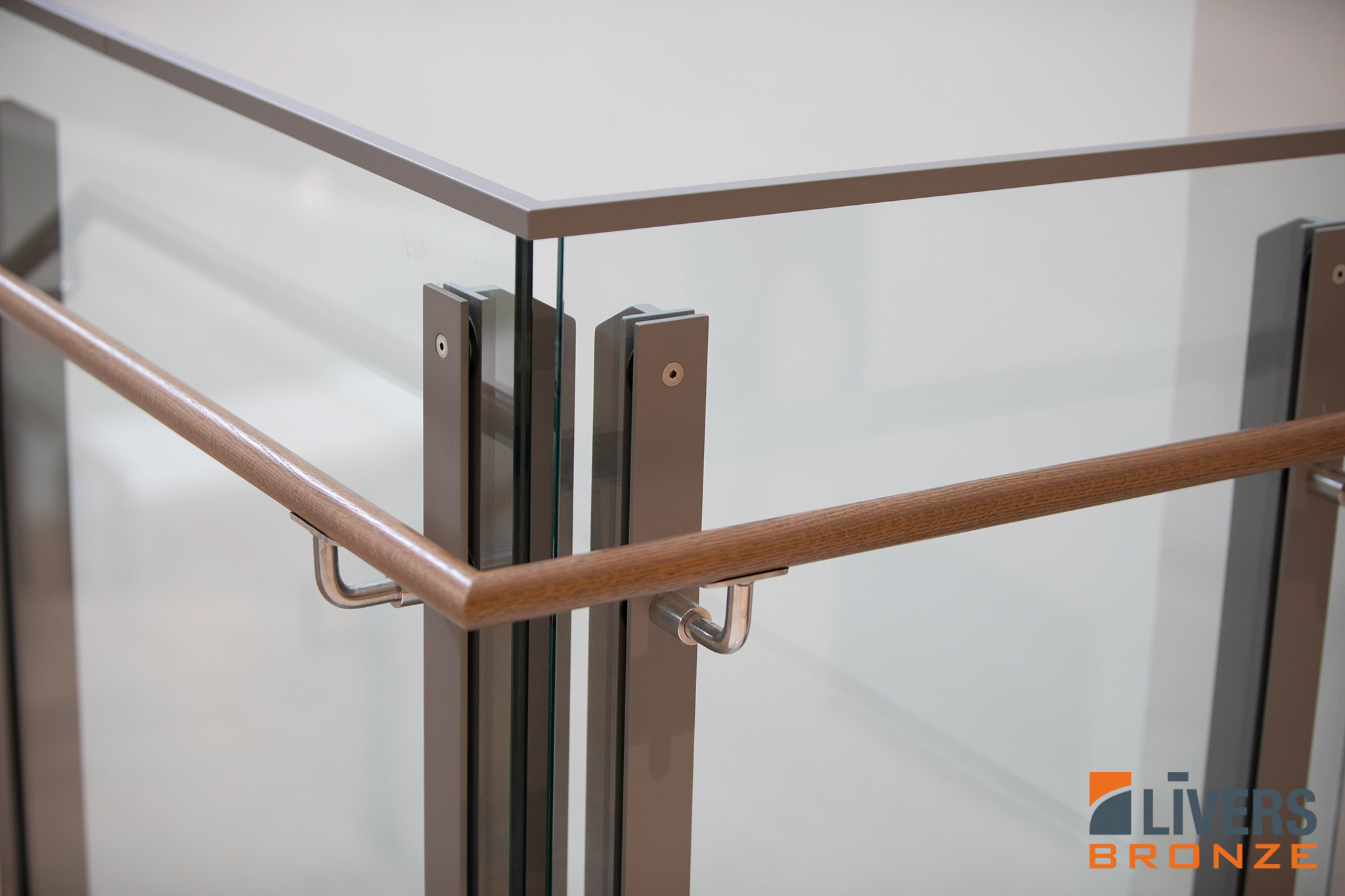 Livers Bronze Belmont Powder Coated Steel Railings were installed at the Lobby Stair and Interior Ramp at the US Court House in San Antonio Texas and were made in the USA